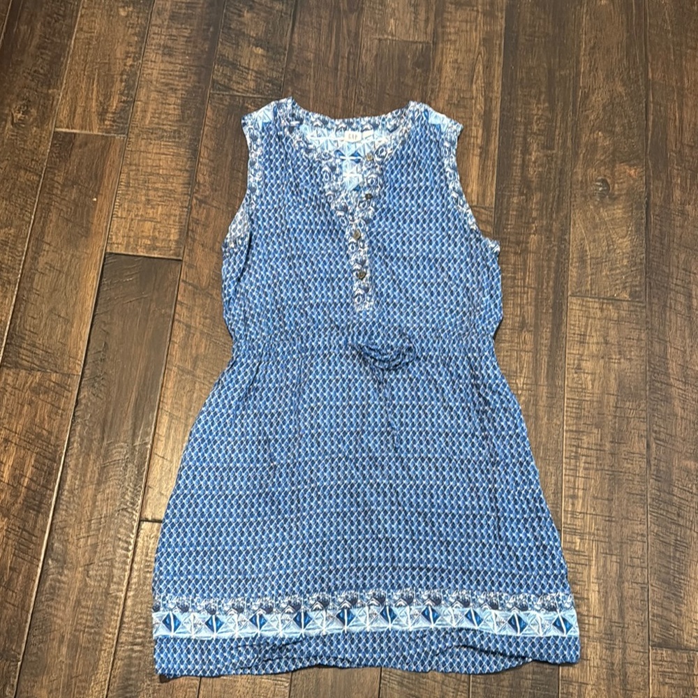 Blue Sleeveless Patterned Dress